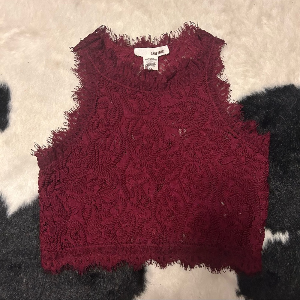 Burgundy Lace Crop Top NWT